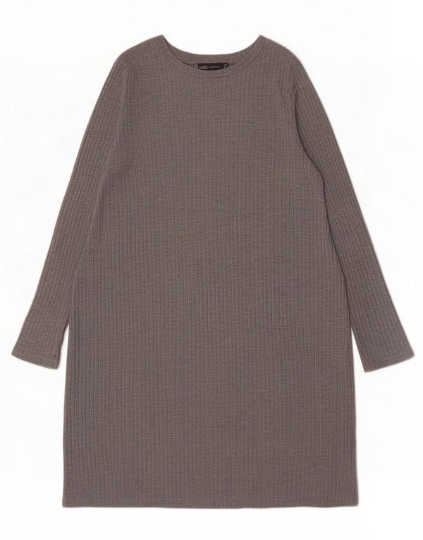 Marks & Spencer Langarm-Pulloverkleid für Damen, Gr. 40, Größe L, Grau, Polyester