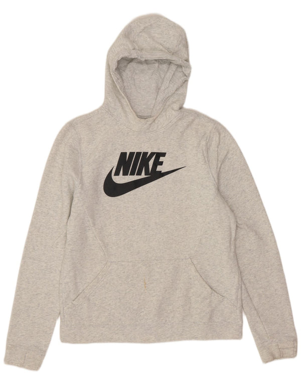 Nike Jungen-Pullover mit grafischem Kapuzenpullover, 13–14 Jahre, XL, grau gefleckte Baumwolle
