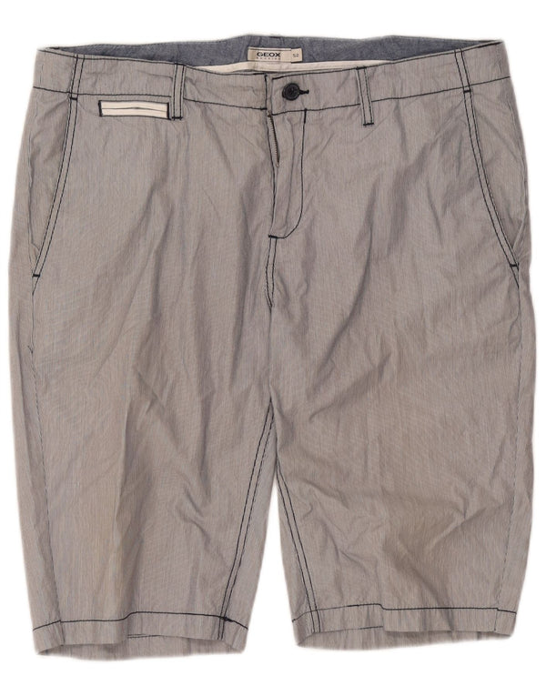 Geox Respira Mens Chino Shorts IT 52 XL W40 Grey Pinstripe Cotton