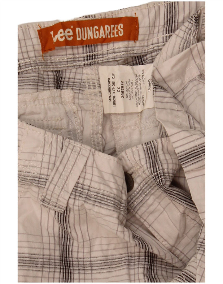 Lee Herren Cargoshorts W32 Mittelweiß karierte Baumwolle