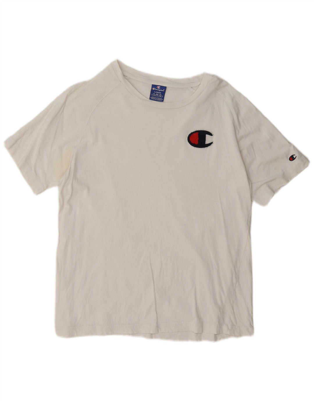 Champion Damen Grafik T-Shirt Top UK 16 Large Weiß