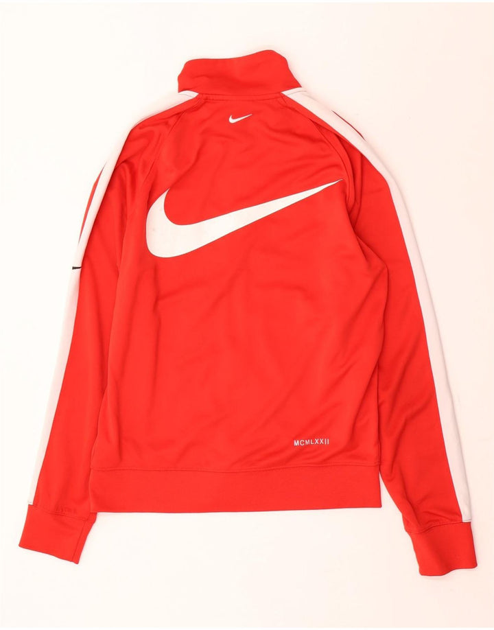Nike Herren-Trainingsanzugoberteil mit Swoosh-Grafik, Größe S, Rot, Farbblock