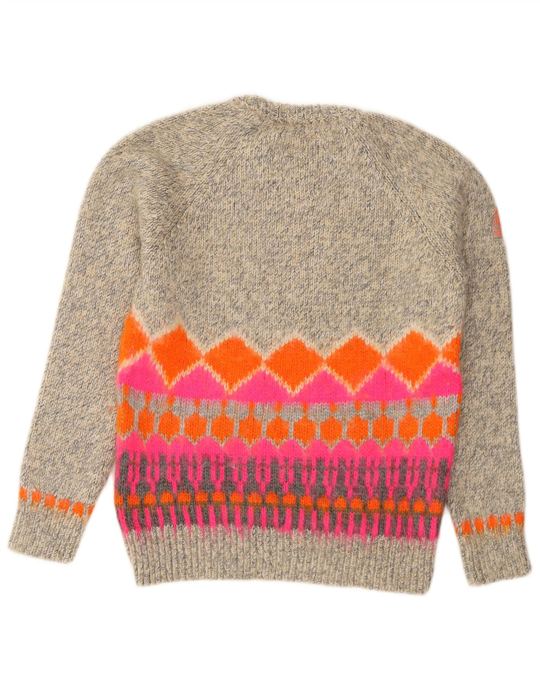 Superdry Damen-Pullover mit Rundhalsausschnitt, UK 14, Mittelgrau, Fair Isle