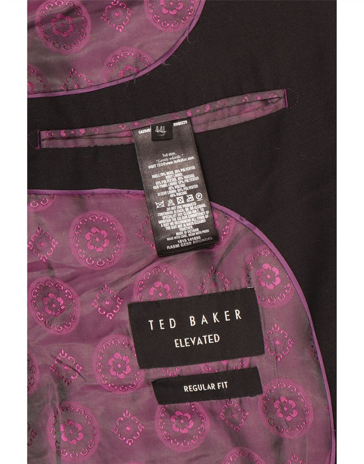 Ted Baker Herren-Blazer, lang, 2 Knöpfe, reguläre Passform, UK 44, 2XL, schwarze Wolle
