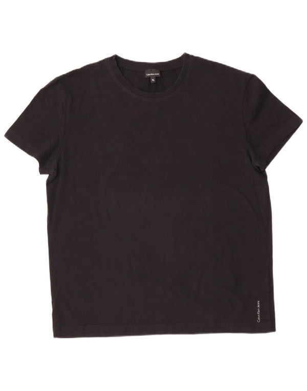 Calvin Klein Jeans Damen T-Shirt Top UK 18 XL Schwarz Baumwolle