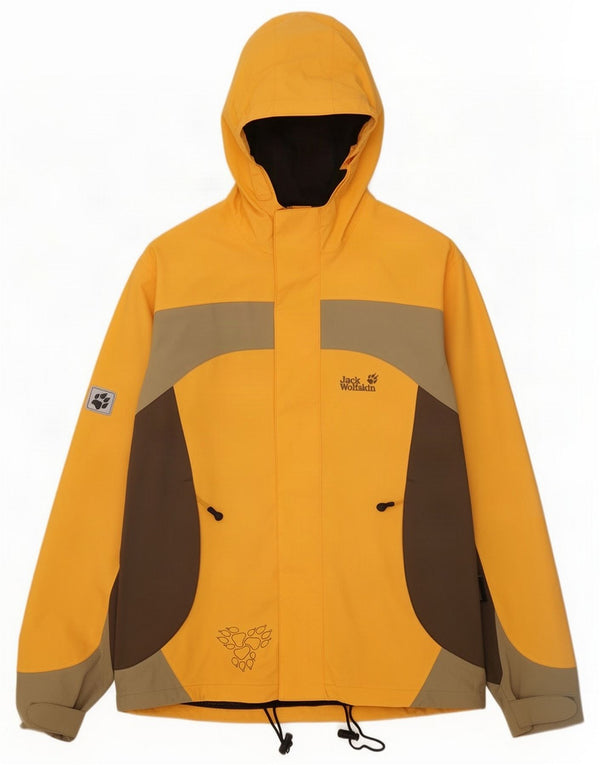 Jack Wolfskin Grafische Regenjacke für Jungen, 15–16 Jahre, gelbes Farbblockdesign