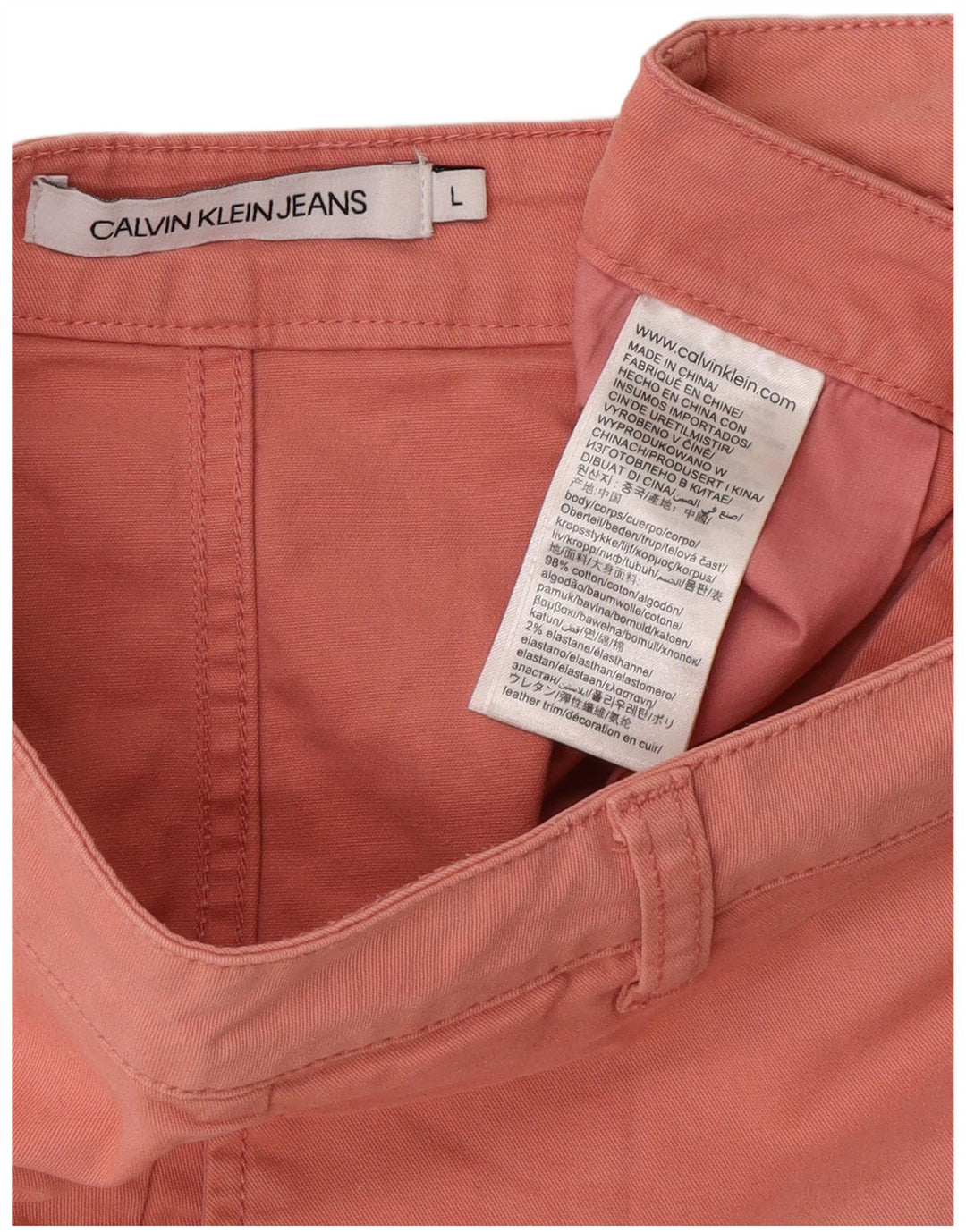 Calvin Klein Damen Minirock Large W32 Rosa Baumwolle