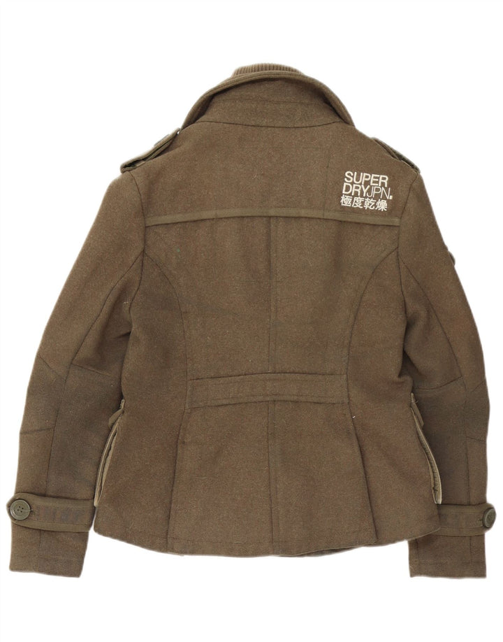 Superdry Damen Militärjacke UK 10 Small Khaki Wolle