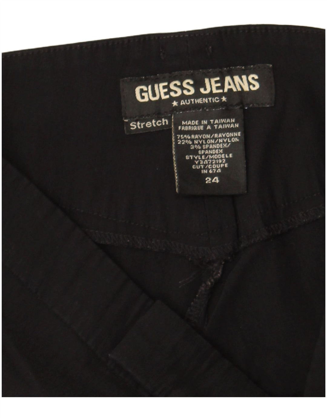 Guess Damen Bootcut-Freizeithose W24 L32 Schwarzer Farbblock-Rayon