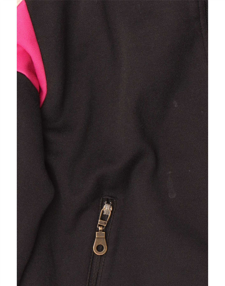 Adidas Damen-Trainingsanzug-Oberteiljacke UK 12 Mittelschwarze Colourblock-Baumwolle