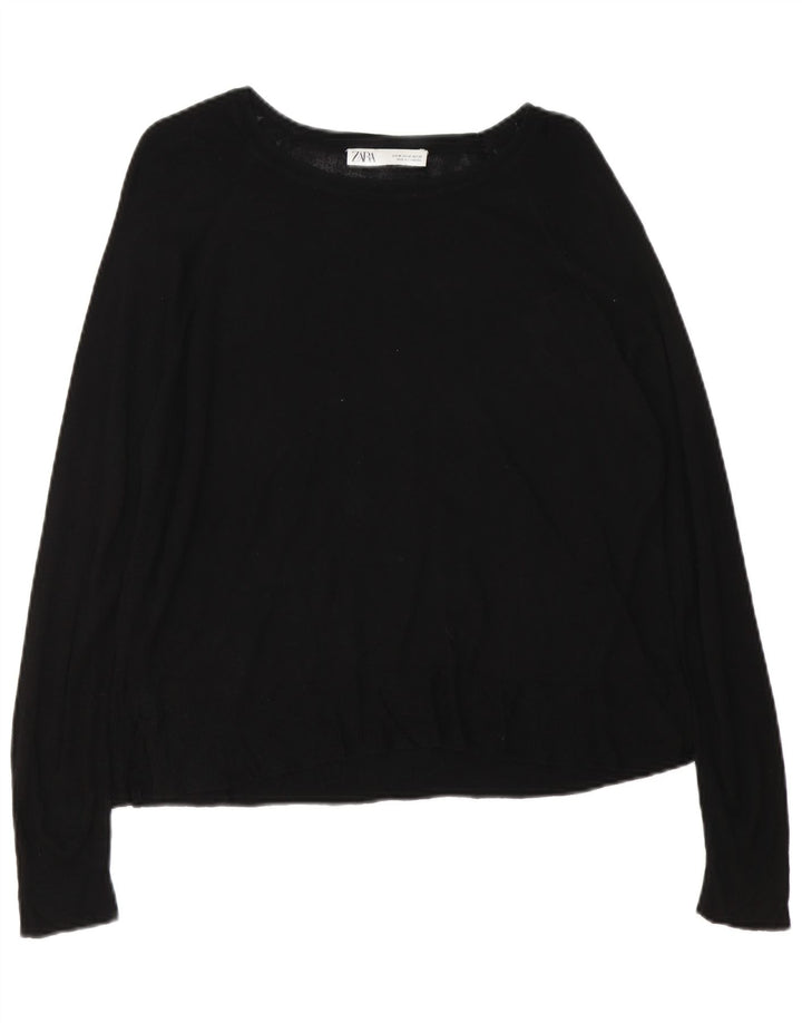 Zara Damen-Pullover mit U-Boot-Ausschnitt, Gr. 14, mittelschwarz