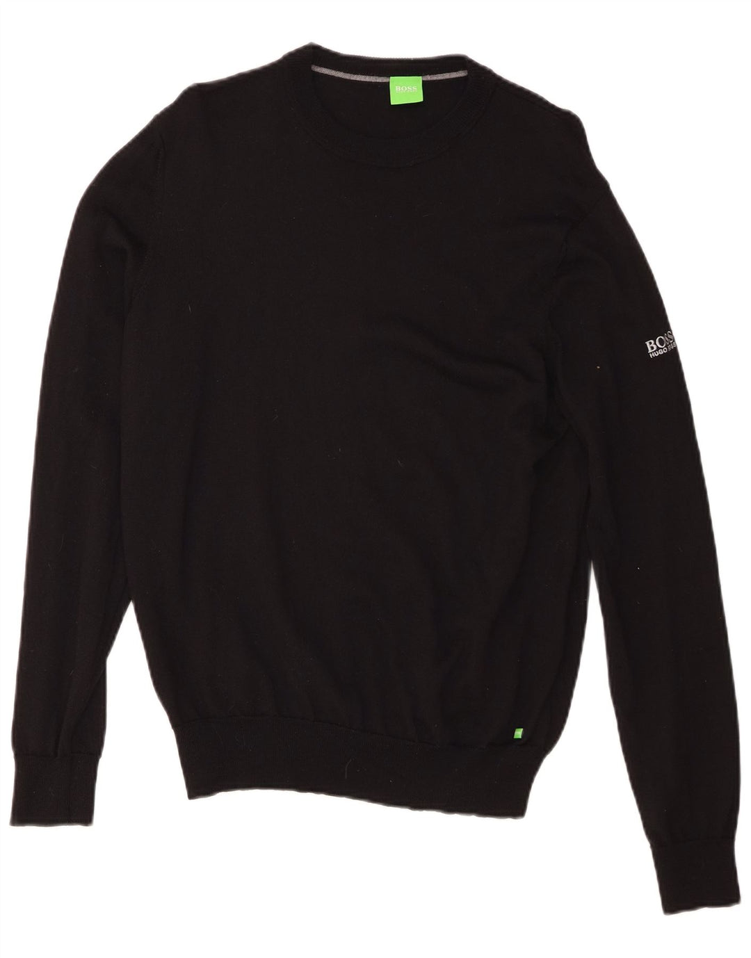 Hugo Boss Herren-Pullover mit Rundhalsausschnitt, groß, schwarze Schurwolle