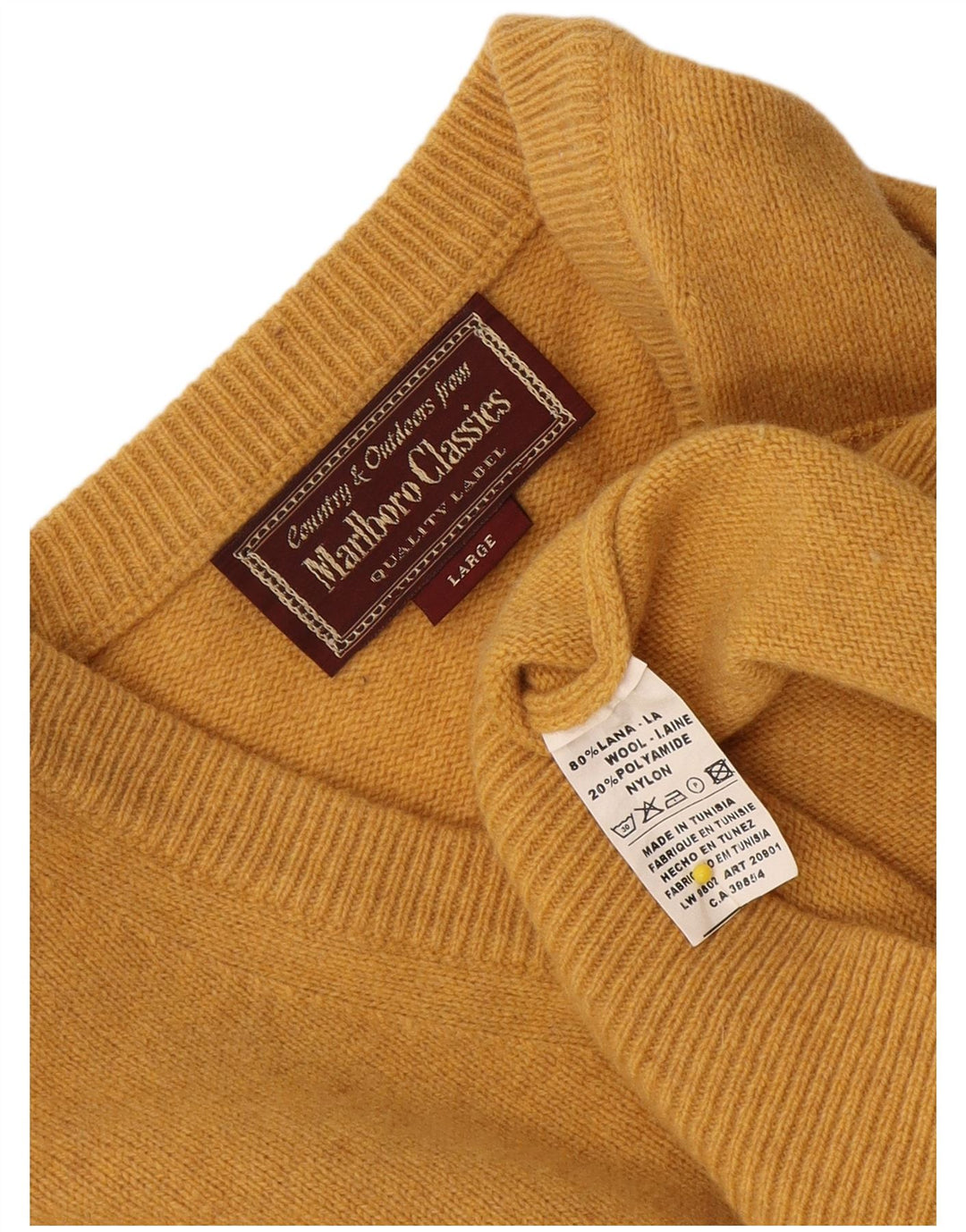 Marlboro Classics Herren-Pullover mit V-Ausschnitt, groß, gelbe Wolle