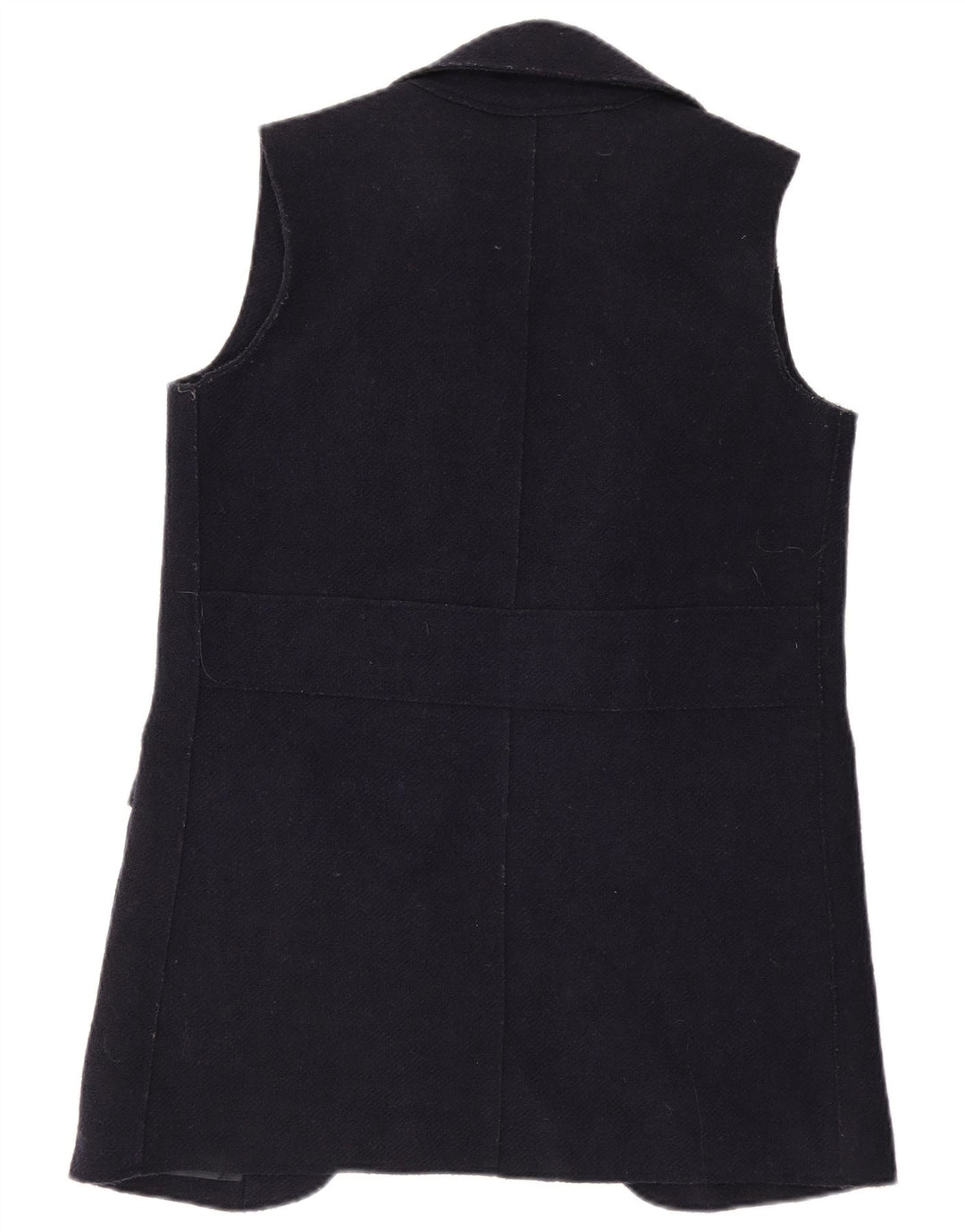 Zara Damen Longline Open Gilet UK 10 Small Marineblaue Wolle