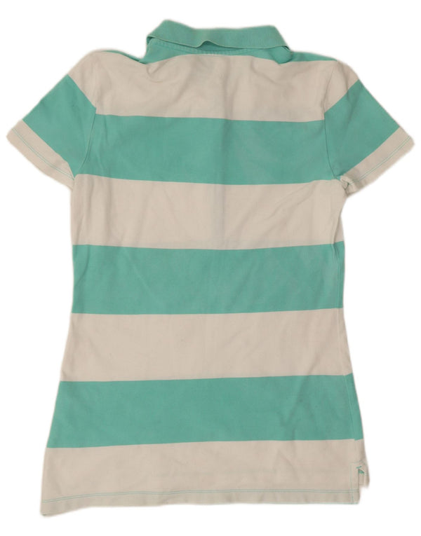 Tommy Hilfiger Damen-Poloshirt, UK 10, klein, grün gestreift, Baumwolle