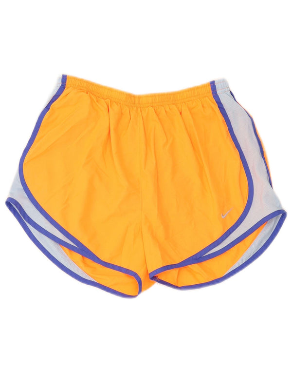 Nike Damen Dri Fit Sport Shorts UK 12 Mittelorange Farbblock