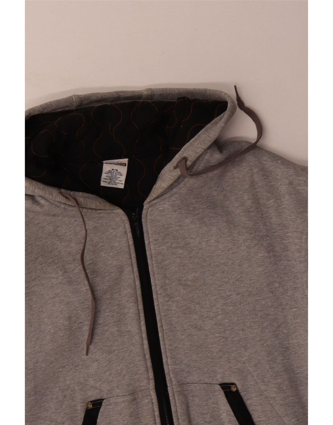 TIMBERLAND Herren-Kapuzenpullover mit Reißverschluss, mittelgraue Blockfarben-Baumwolle