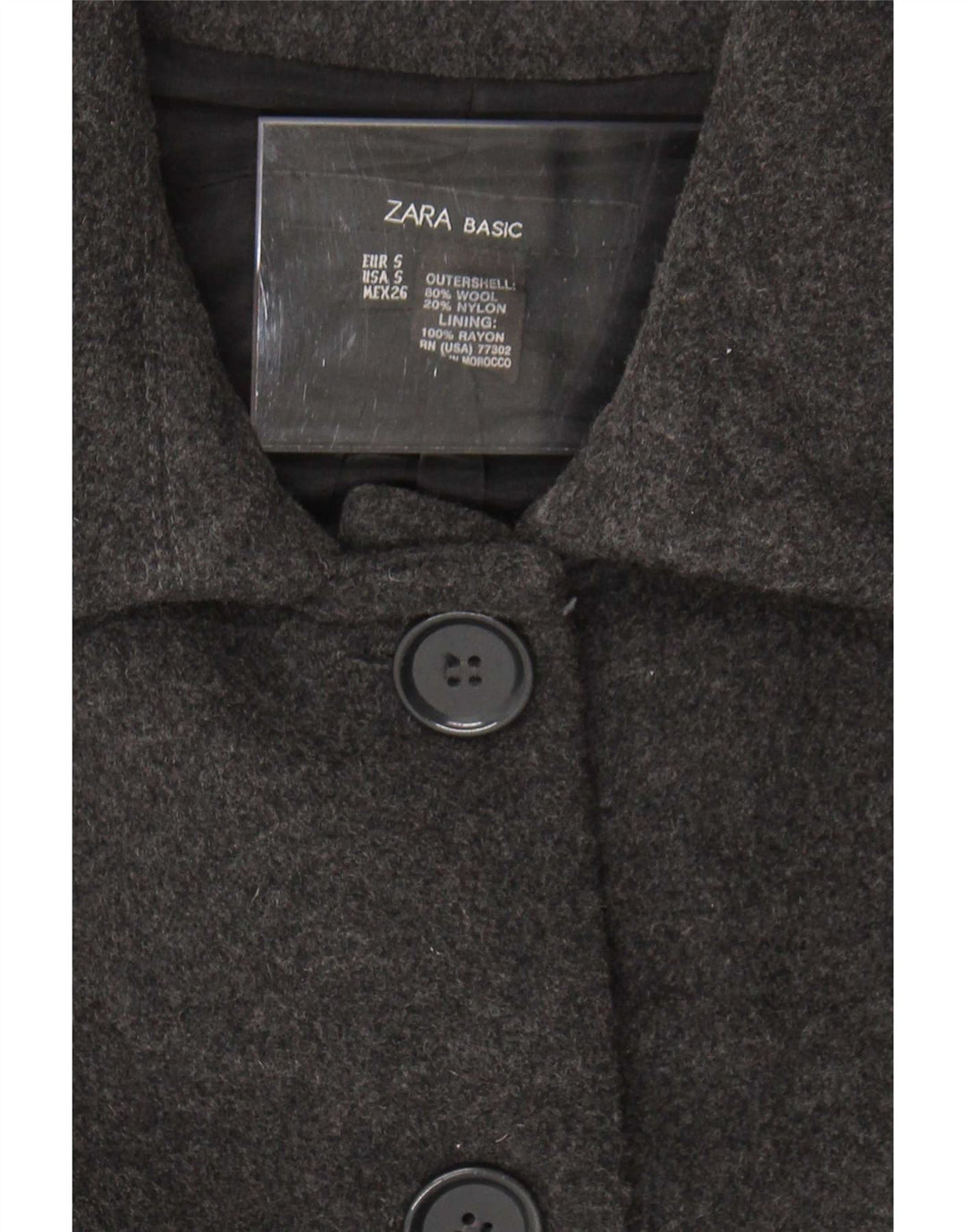 Zara Damen Mantel UK 10 Small Graue Wolle