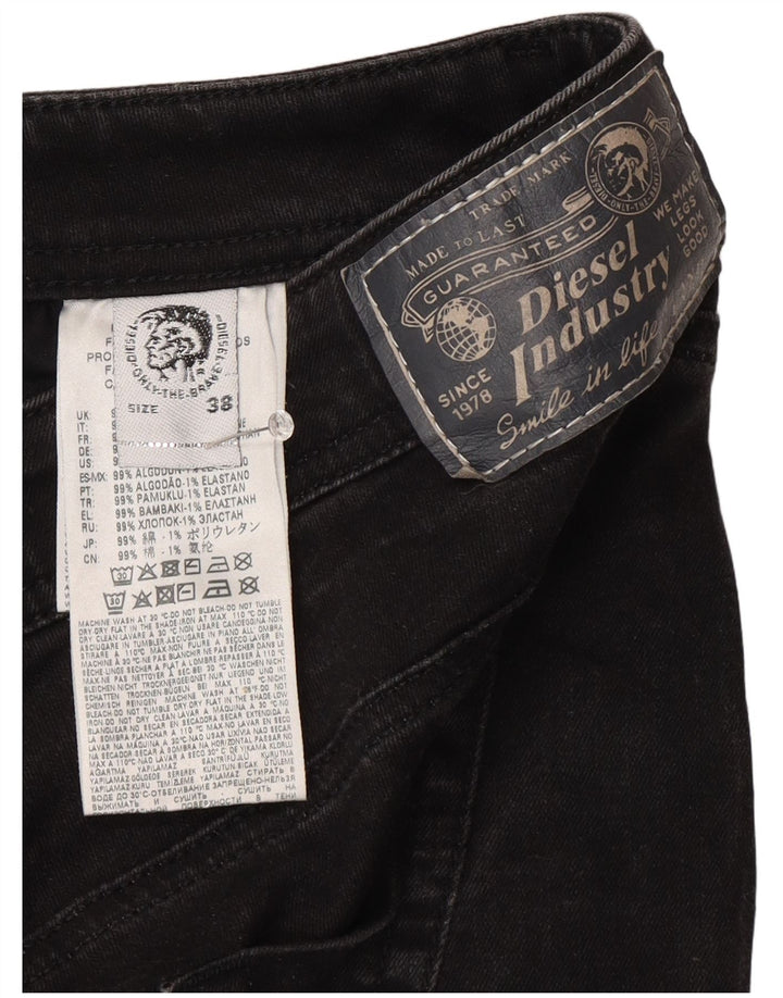DIESEL Herren Straight Jeans W38 L27 Schwarze Baumwolle