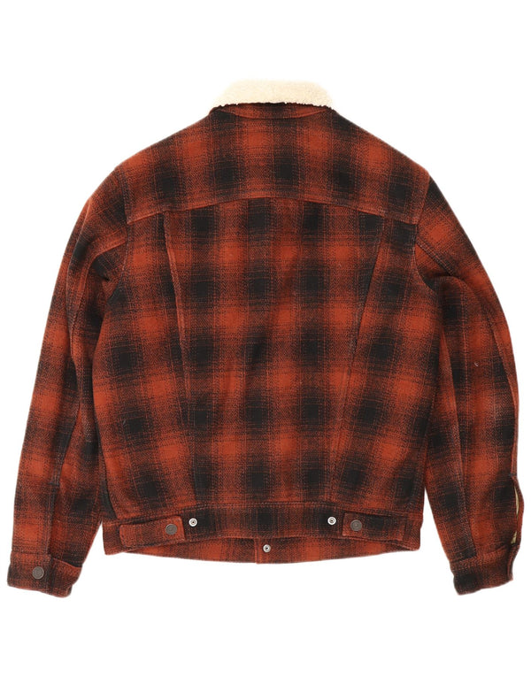 Levi's Mens Sherpa Jacket UK 36 Small Brown Check Polyester