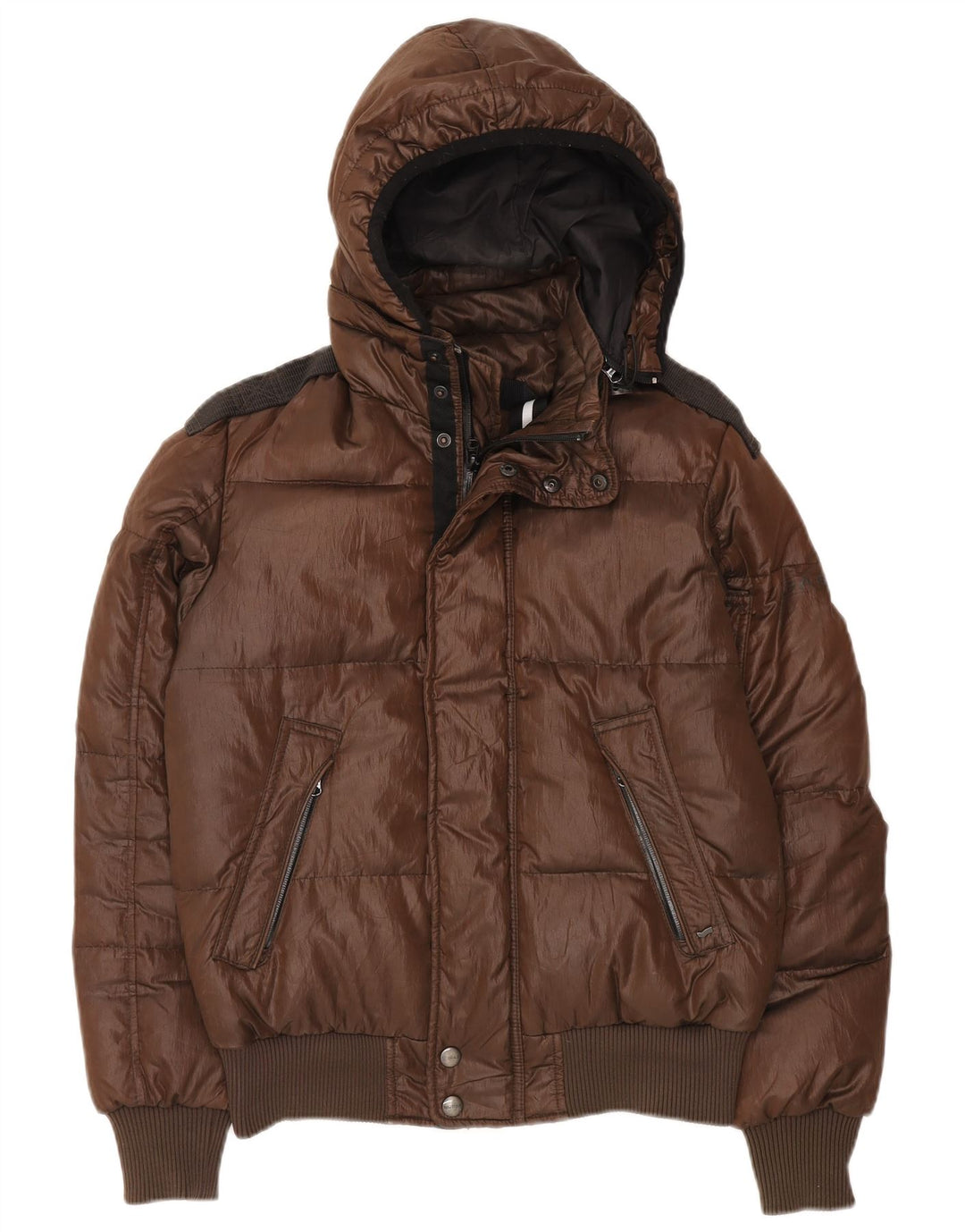 Gas Herren Bomberjacke mit Kapuze, gepolstert, UK 36, Größe S, braun, Polyester