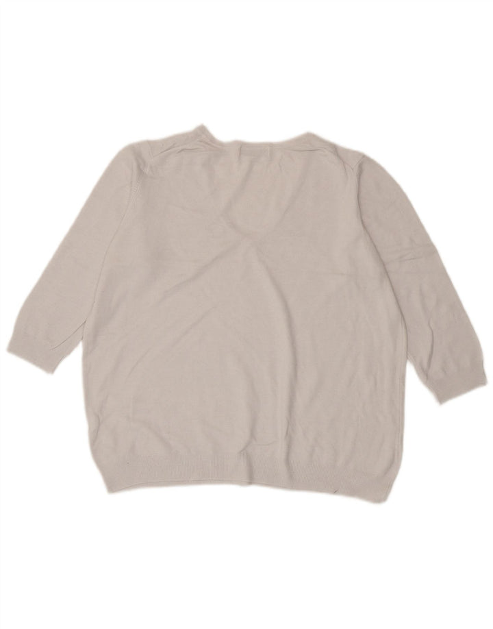 Marks & Spencer Damen-Pullover mit 3/4-Ärmeln und V-Ausschnitt, Gr. 14, Mittelweiß