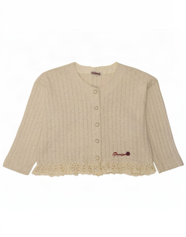 Portofino Mädchen-Cardigan in Übergröße mit Grafik, 9–10 Jahre, weiße Baumwolle