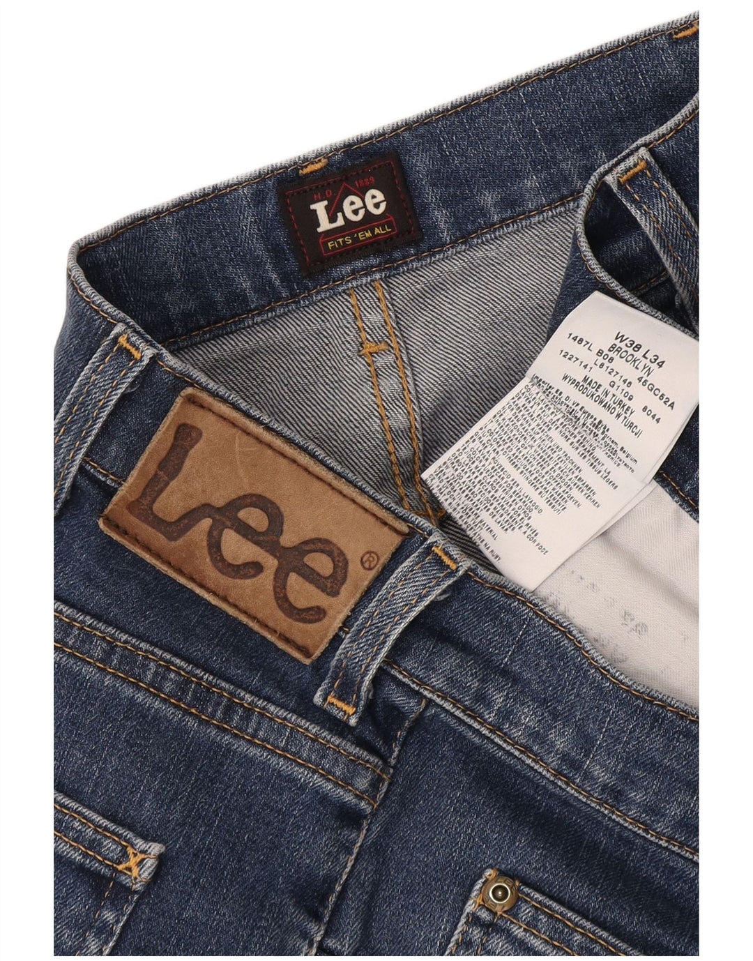Lee Herren Straight Jeans W38 L31 Blaue Baumwolle