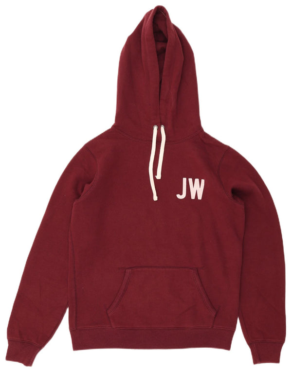 Jack Wills Damen-Kapuzenpullover mit Grafik, UK 12, mittleres Burgunderrot, Baumwolle