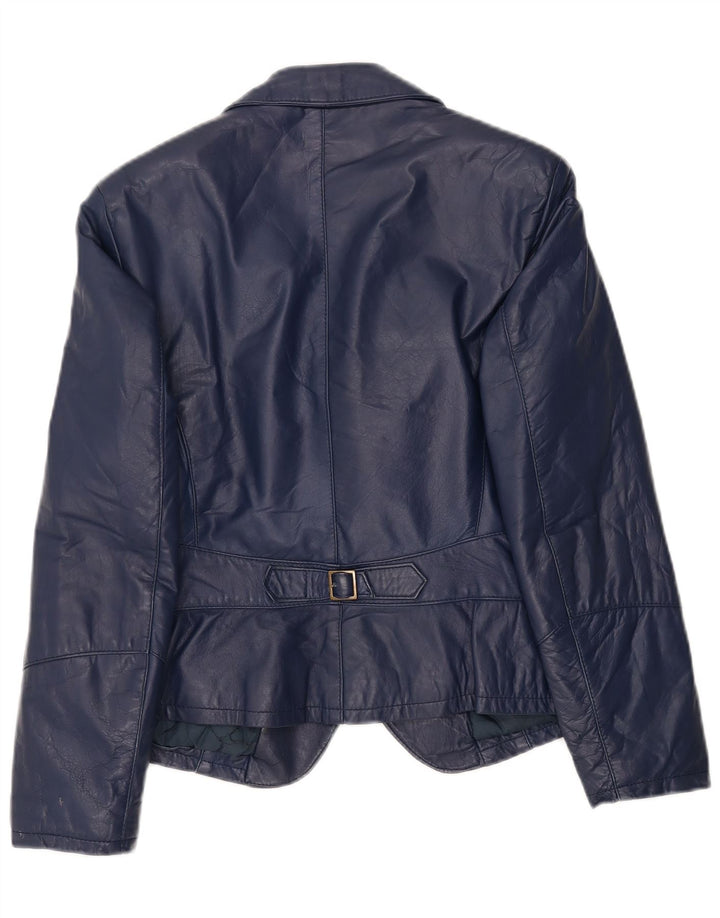 Falconpel Damen 2-Knopf-Lederblazerjacke UK 18 XL Marineblaues Leder