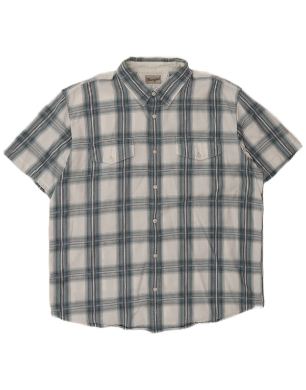 Wrangler Herren-Kurzarmhemd 2XL, blau kariert, Baumwolle