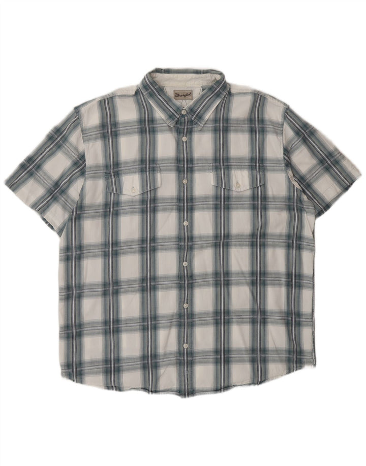 Wrangler Herren-Kurzarmhemd 2XL, blau kariert, Baumwolle