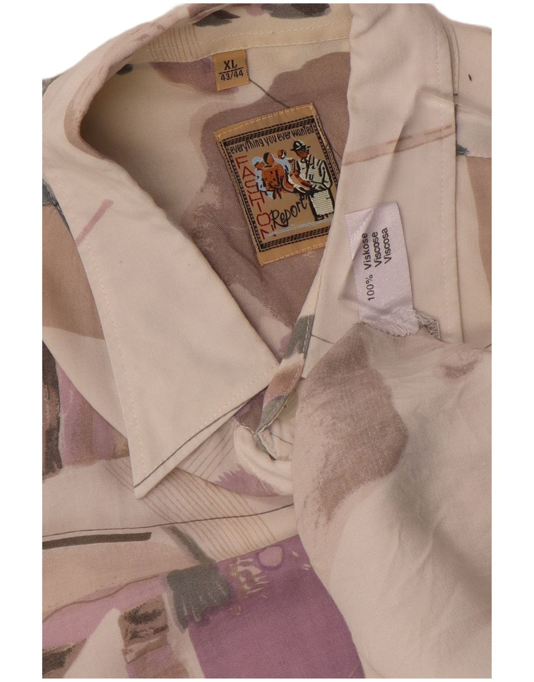 VINTAGE Herren-Hemd mit abstraktem Muster, Größe 43/44 XL, mehrfarbig