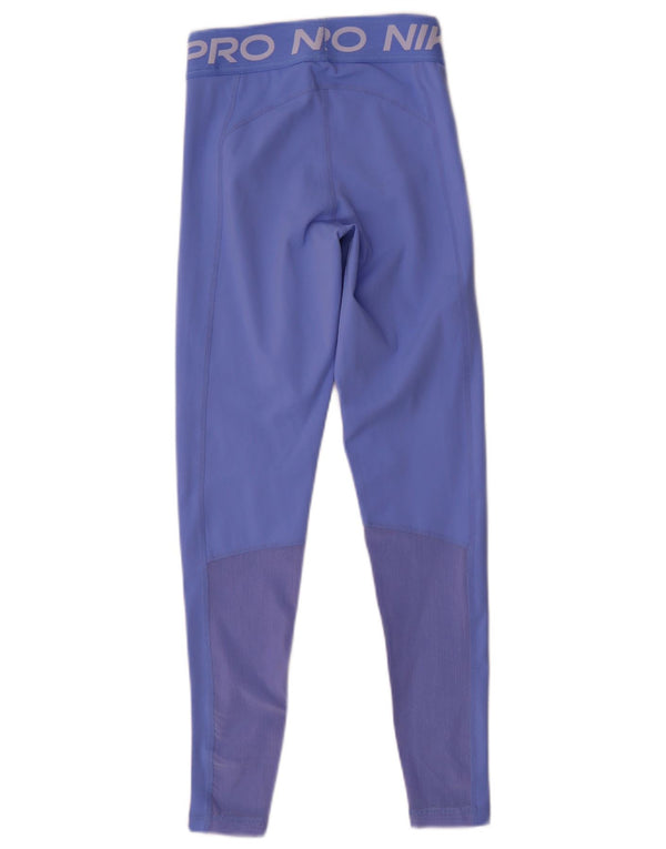 NIKE Womens Dri Fit Graphic Leggings UK 6 XS Blau Polyester