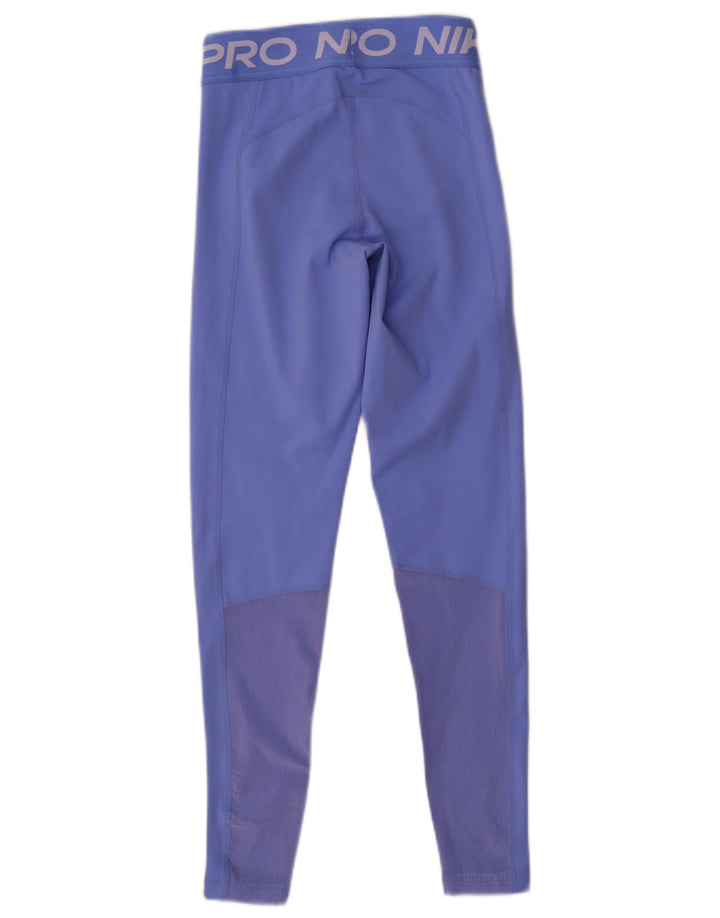 NIKE Womens Dri Fit Graphic Leggings UK 6 XS Blau Polyester