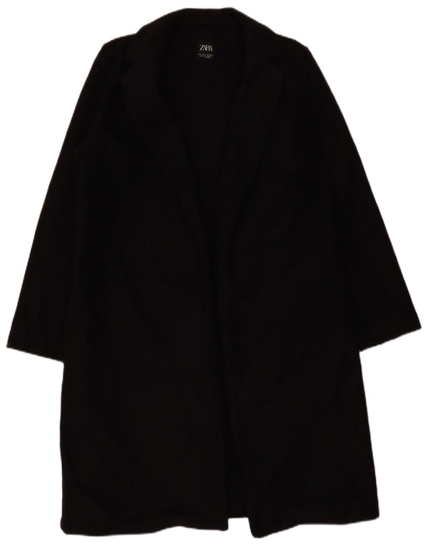 Zara Womens Open Overcoat UK 16 Large Schwarz Polyester