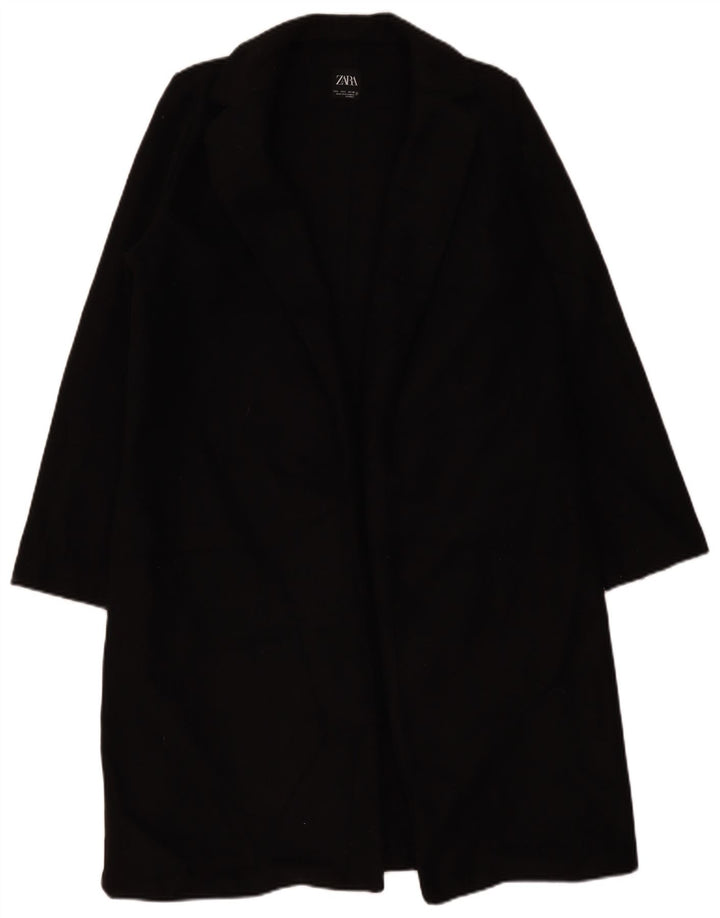 Zara Womens Open Overcoat UK 16 Large Schwarz Polyester