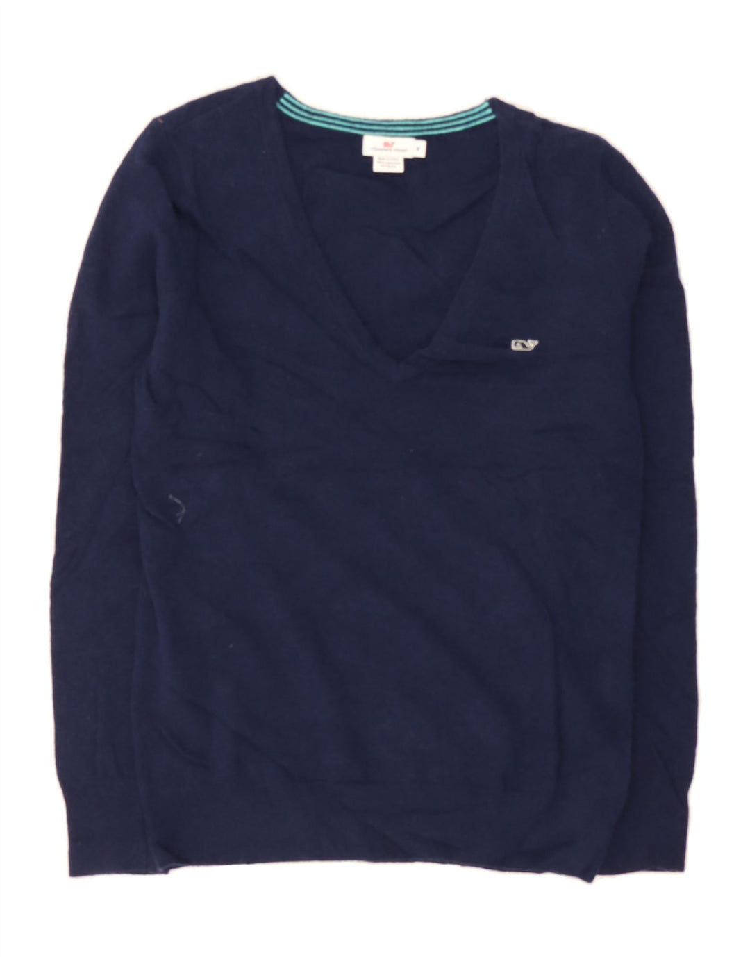 VINEYARD VINES Womens V-Neck Jumper Sweater UK 14 Medium Navy Blue Vintage Vineyard Vines and Second-Hand Vineyard Vines from Messina Hembry 
