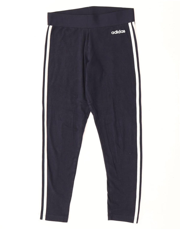 Adidas Damen Leggings UK 12/14 Medium Marineblau Baumwolle