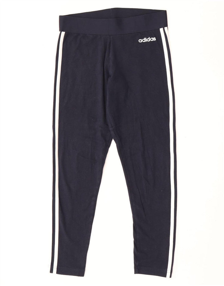 Adidas Damen Leggings UK 12/14 Medium Marineblau Baumwolle