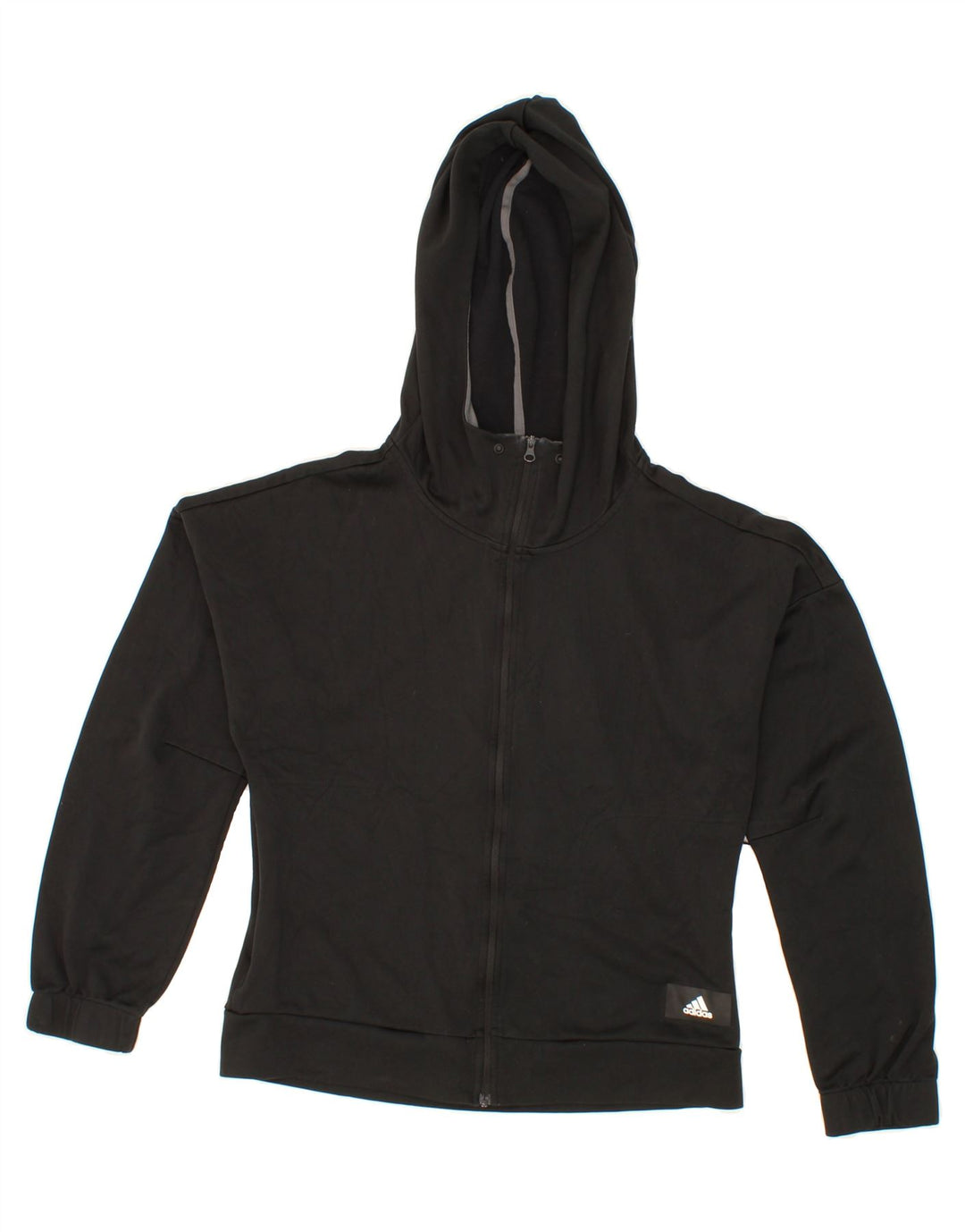 ADIDAS Womens Zip Hoodie Sweater UK 8 /10 Small Black Polyester Vintage Adidas and Second-Hand Adidas from Messina Hembry 