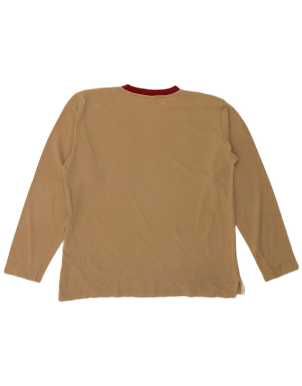 North Sails Herren-Grafikoberteil, langärmelig, groß, beige, Colourblock-Baumwolle
