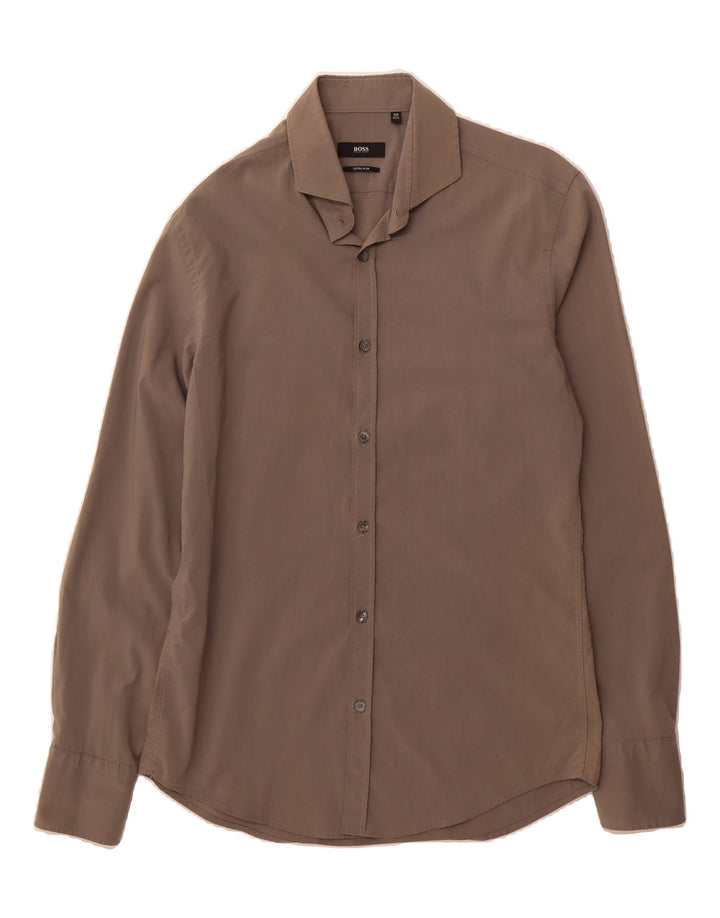 HUGO BOSS Mens Extra Slim Fit Shirt Size 15 1/2 39 Medium Grey Cotton Vintage Hugo Boss and Second-Hand Hugo Boss from Messina Hembry 
