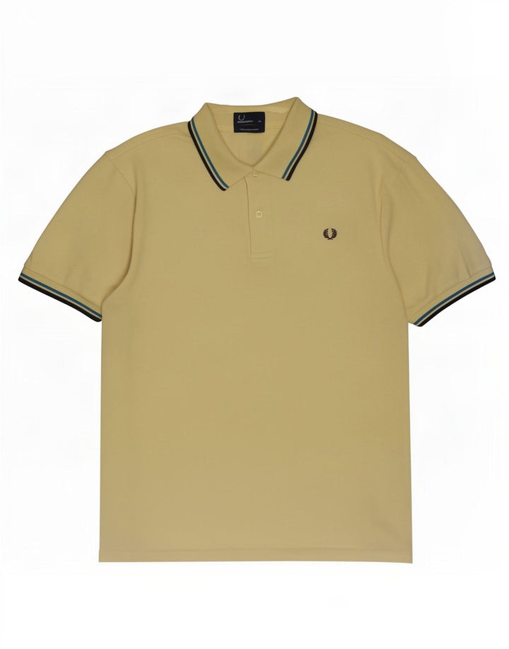 Fred Perry Herren-Poloshirt XL, gelb gestreift, Baumwolle