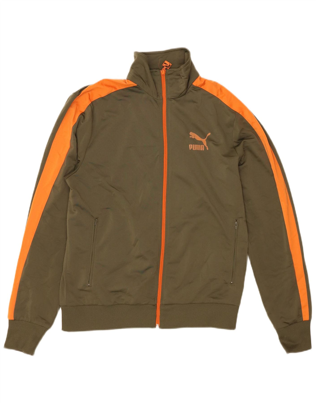 Puma Herren-Trainingsanzug-Oberjacke, mittleres Khaki, Farbblock-Polyester