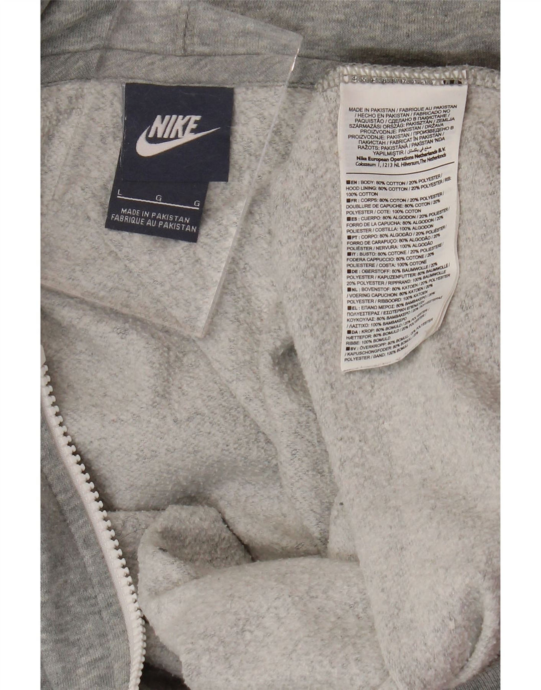 NIKE Damen-Kapuzenpullover mit Reißverschluss, UK 16, Größe L, Grau, Baumwolle