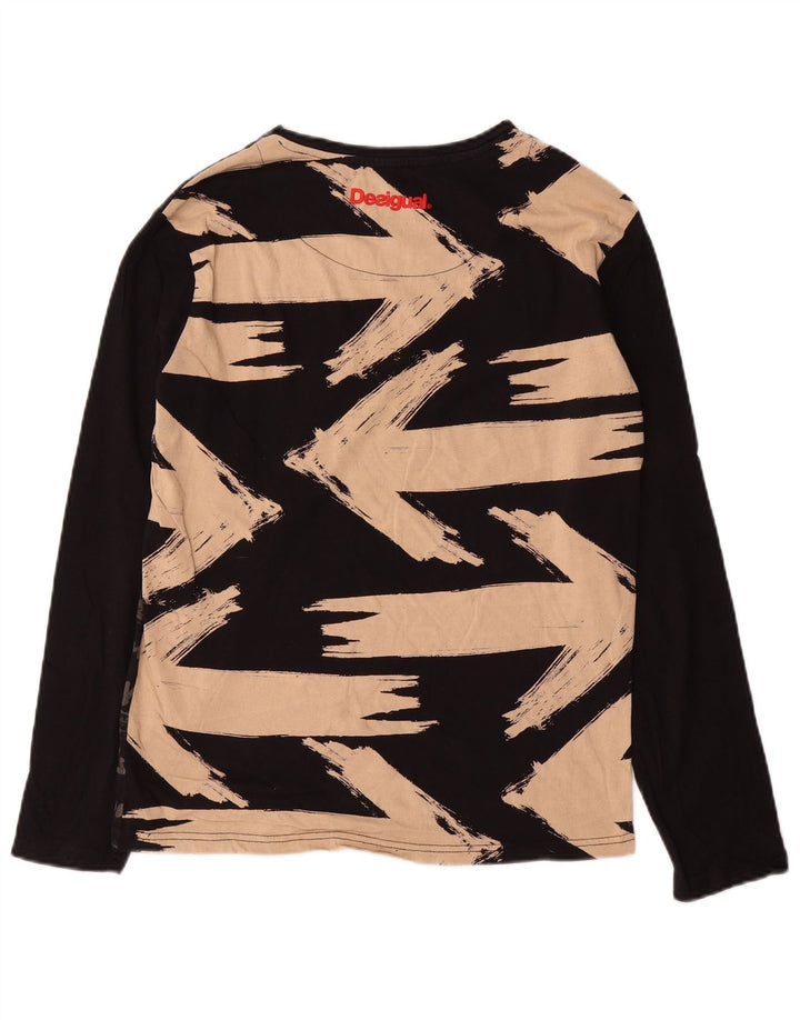Desigual Herren Grafik-Oberteil, langärmelig, mittelschwarz, Baumwolle