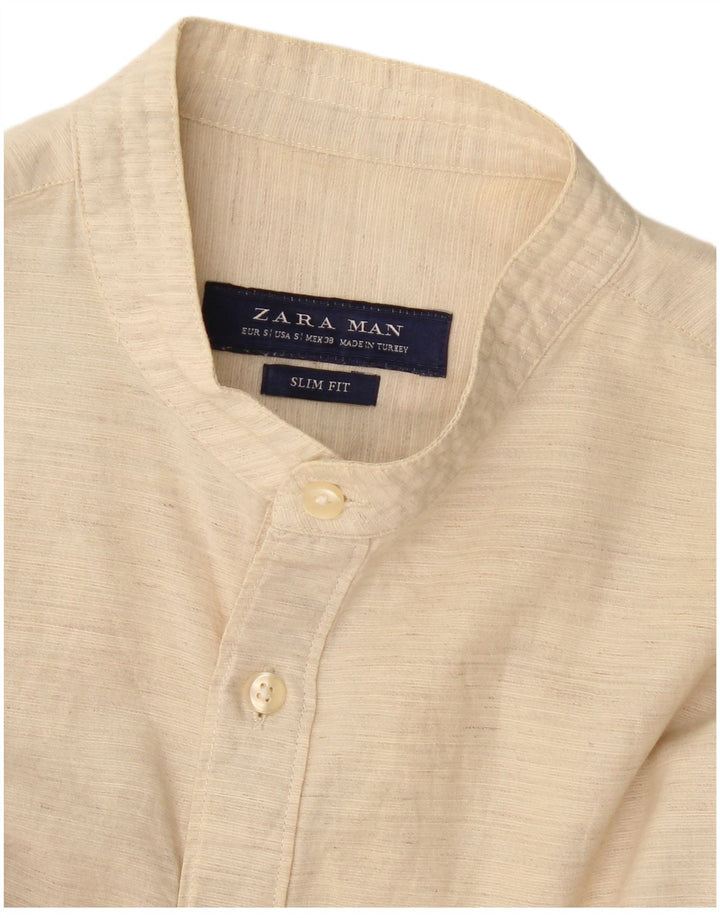 Zara Slim Fit Pullover-Hemd für Herren, Größe S, Beige