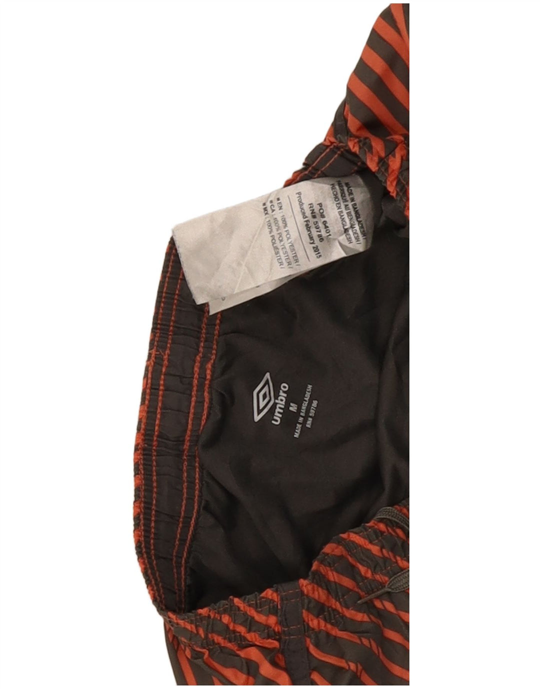 Umbro Herren-Sportshorts aus mittelorange gestreiftem Polyester