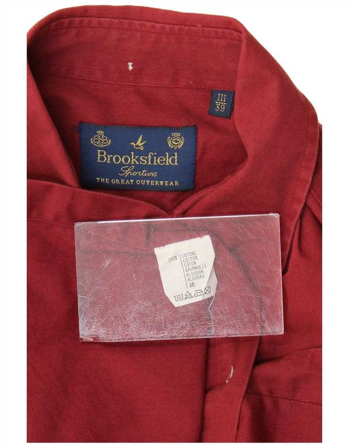 Brooksfield Herrenhemd, Größe 39, mittlere kastanienbraune Baumwolle